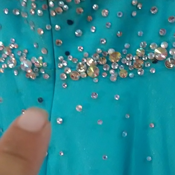 Light blue rhinestone formal prom dress - Picture 5 of 6